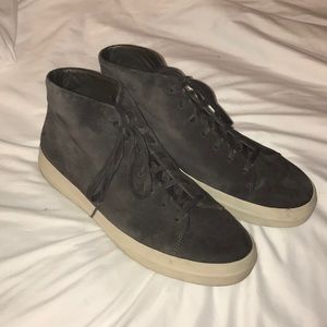 Vince High Top Suede Sneakers Black Charcoal Shoe